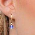 thumbnail image 3 of Gem Stone King 14K Yellow Gold Blue Tanzanite Earrings for Women | 1.80 Cttw | Gemstone December Birthstone | Round 6MM, 3 of 6