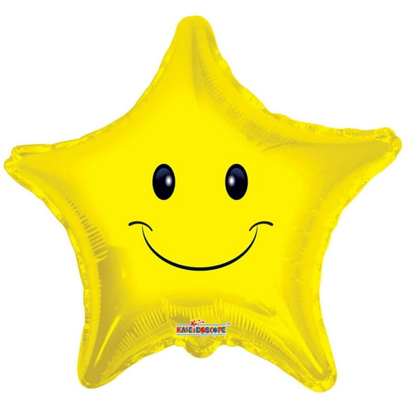 18 inch Kaleidoscope Happy Face Star Foil Mylar Balloon - Party Supplies Decorations