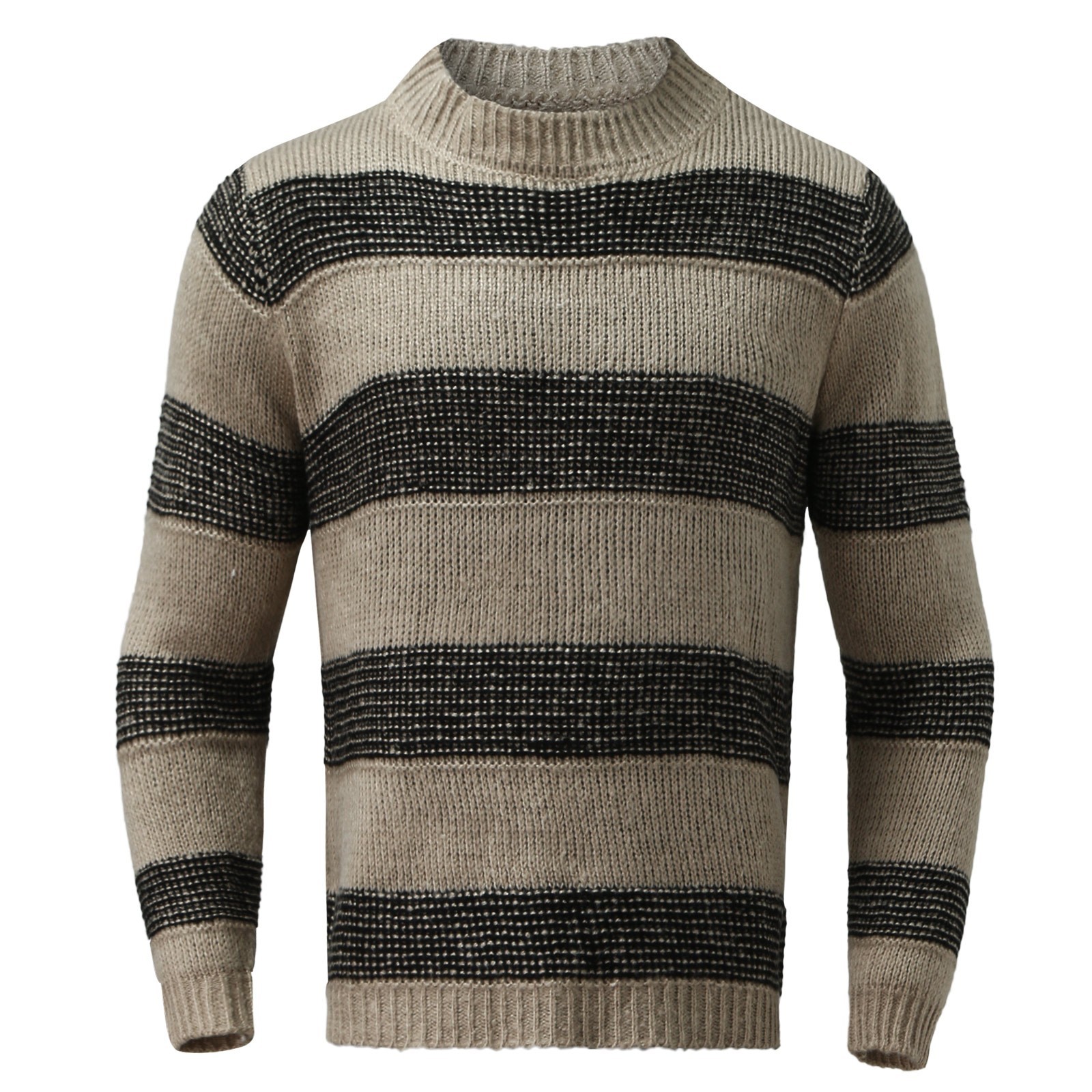 vbnergoie Men's Casual Pullover Sweater Men's Striped Round Neck