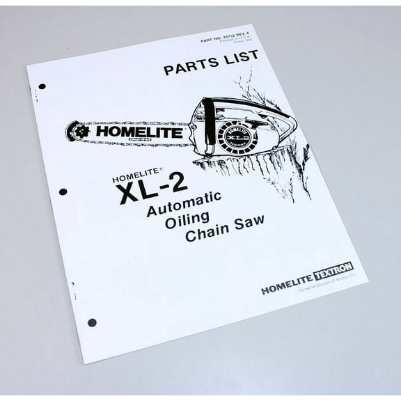 Homelite Xl2 Automatic Oilng Chainsaw Parts List Catalog Manual Numbers