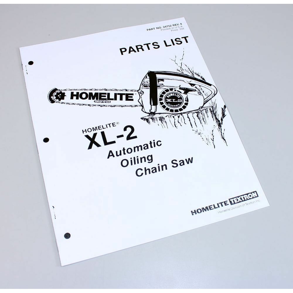 Homelite Xl2 Automatic Oilng Chainsaw Parts List Catalog Manual Numbers