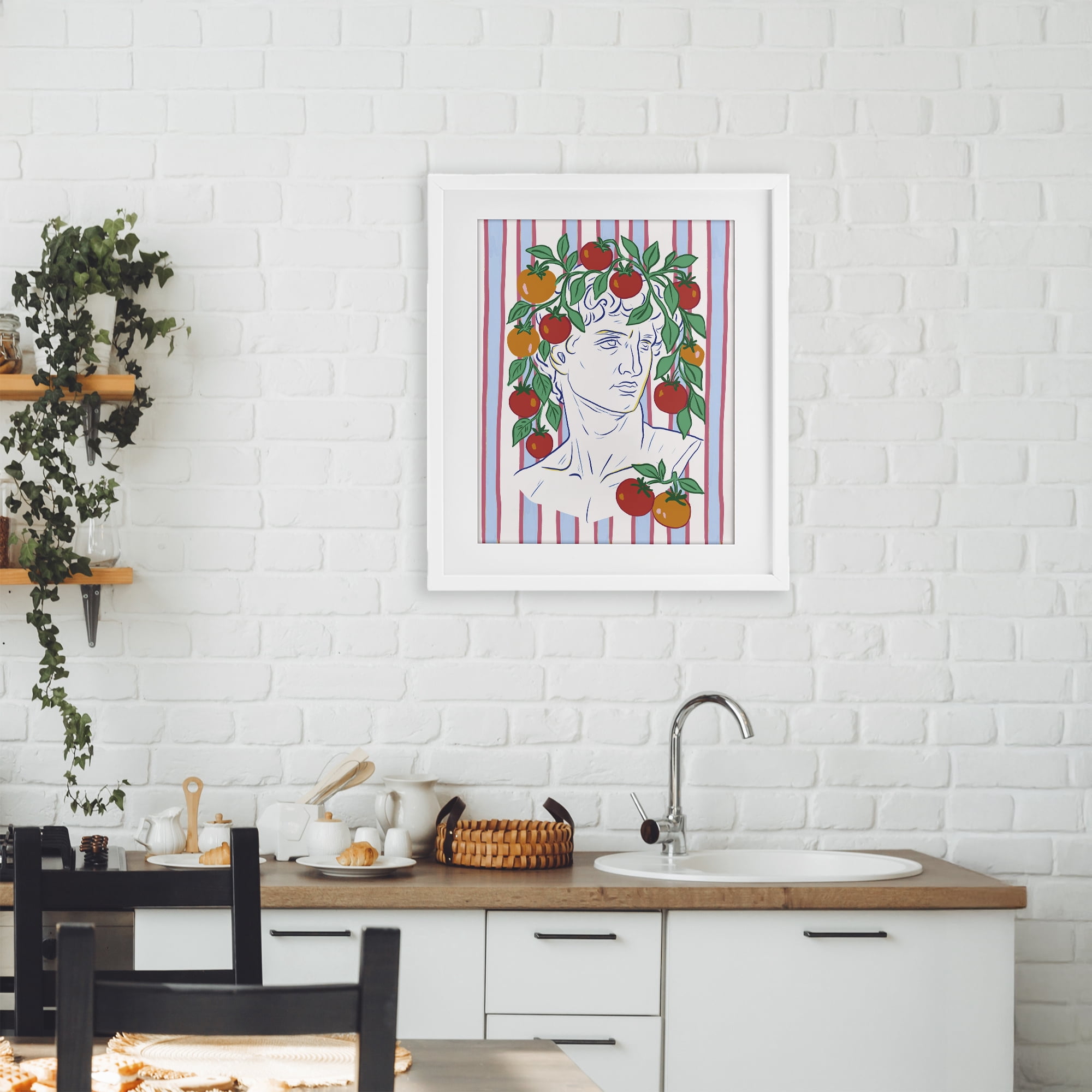 Stupell Industries La Rossa Sculpture Face White Framed Print Under Glass, design by Radhika Modi