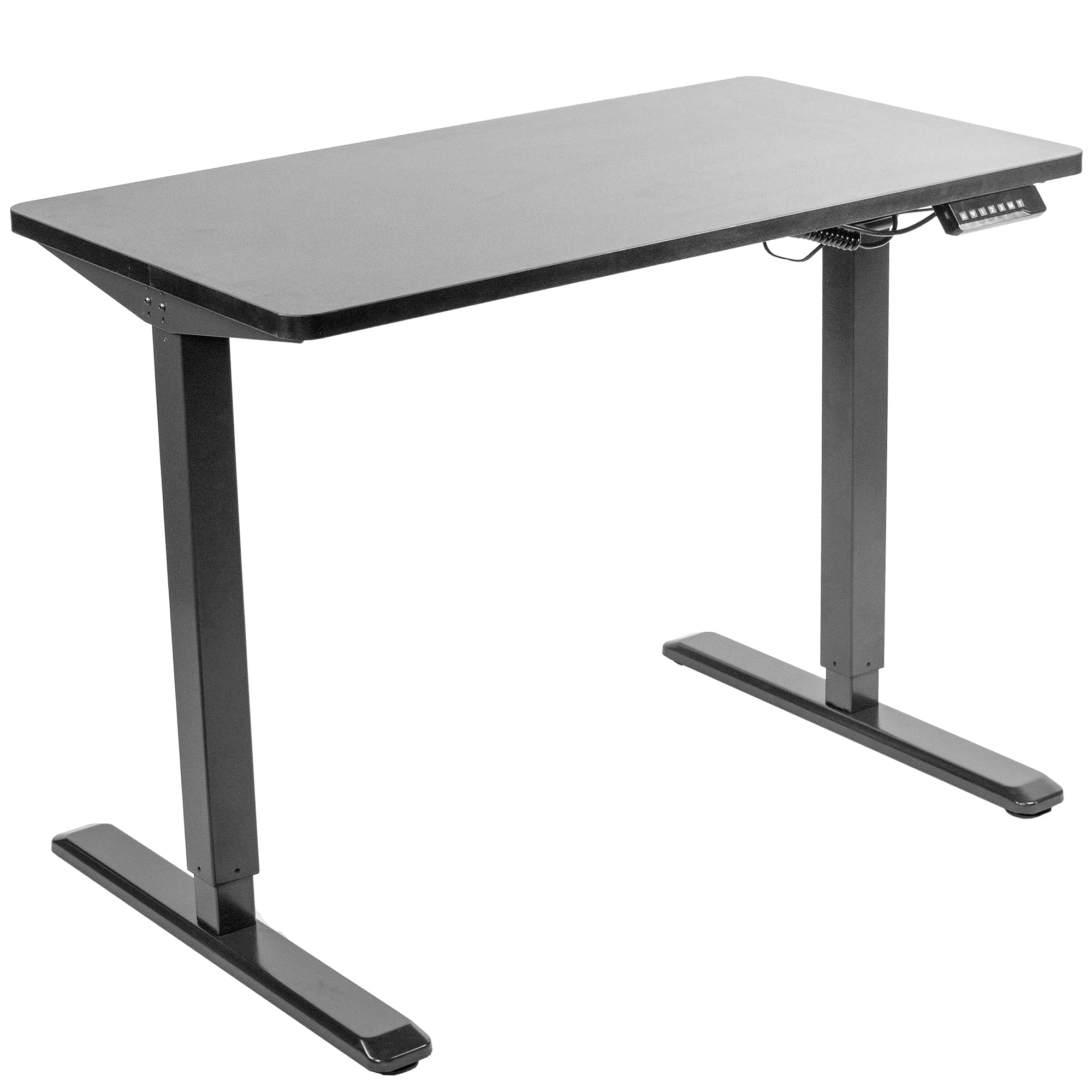 Black Frame DESK-KIT-B04E Height Adjustable Standing Workstation with Simple 2 Button Controller Espresso Table Top VIVO Electric 43 x 24 inch Stand Up Desk