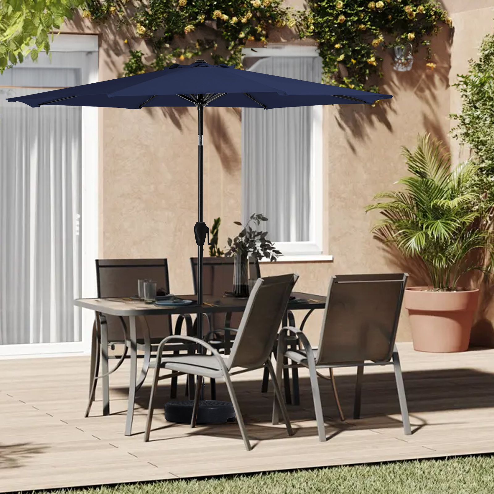 FUNDAZE 10 Ft Market Patio Umbrella With Tilt, Navy Blue photo 2