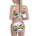 thumbnail image 3 of Daiia Panda with Sun glasses printed 2 piece Swimsuit Bikinis for Women High Waisted Racerback Bathing Suits Summer Tummy Control Scoop Neck Swimwear-Small, 3 of 8