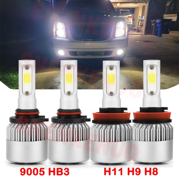 For GMC Sierra 1500 2500 3500 2007-2013 Led Headlights 8000LM 9005 HB3 High Beam H11 Low Beam Led Bulbs 4pc