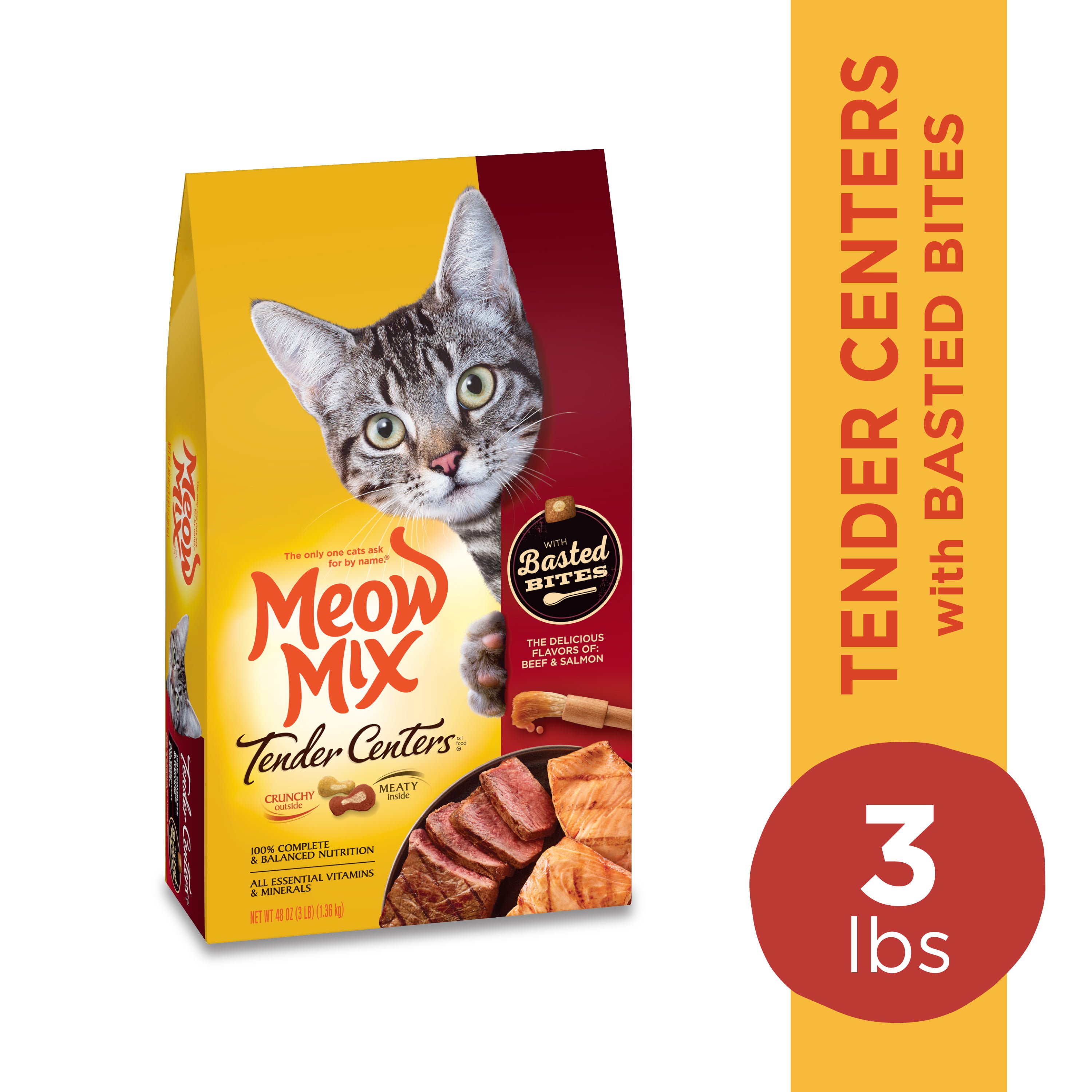 Meow Mix Tender Centers Dry Cat Food with Basted Bites, Beef & Salmon
