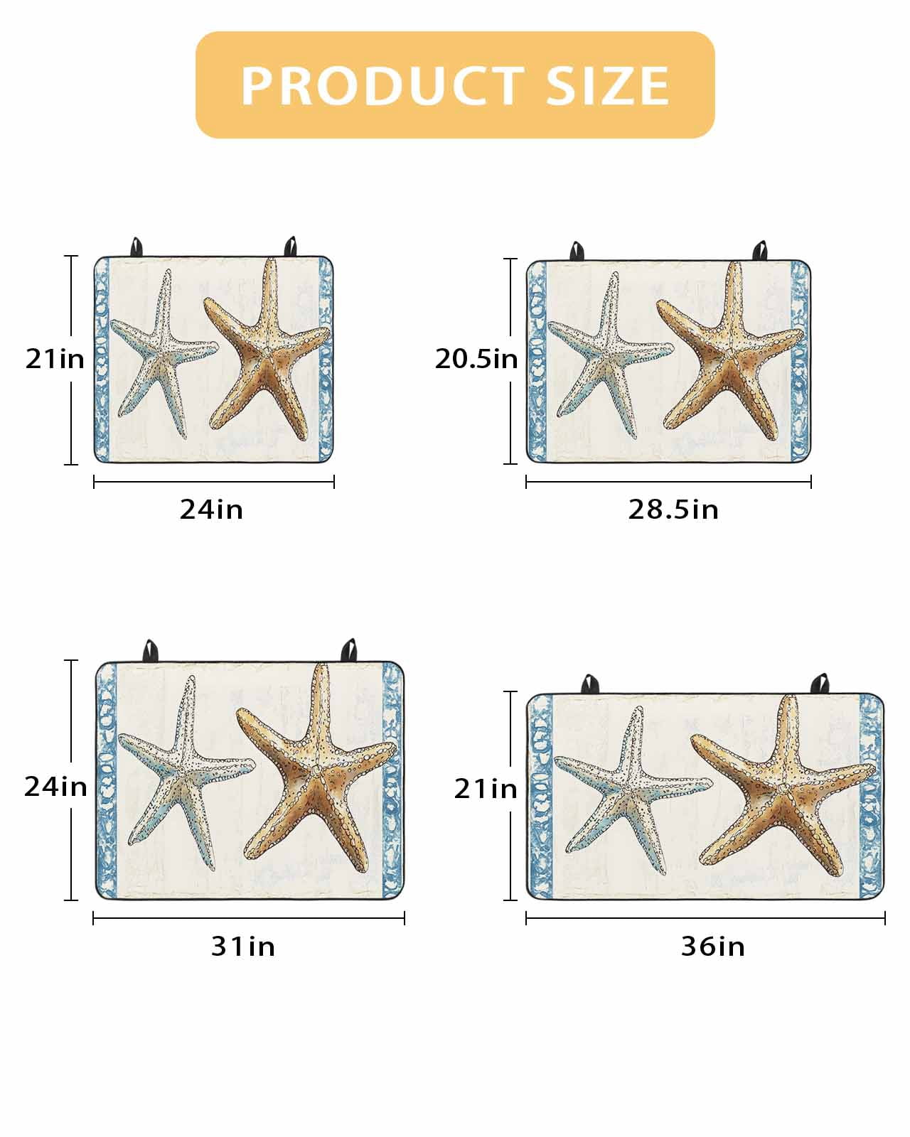 nqOlkjepod Large Induction Cooktop Protector Mat 24"x21", Blue Beige Coastal Beach Stove Top Covers for Electric Stove, Summer Vintage Starfish Stove Burner Cover Mats, Glass Top Stove Cover