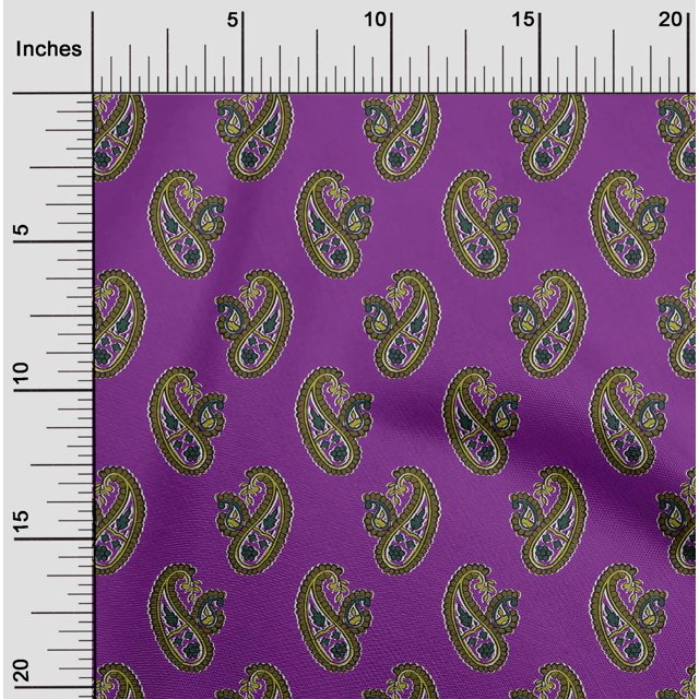 oneOone Cotton Poplin Fabric Paisley Block Printed Craft Fabric BTY 56 Inch Wide