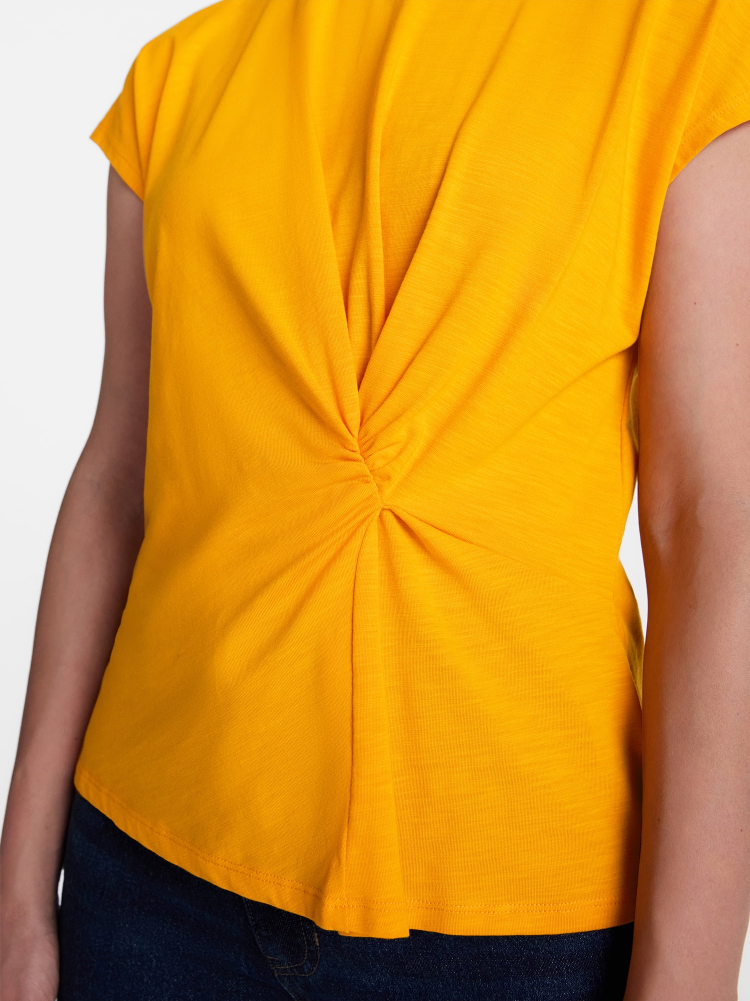 Time and Tru Women's Twist-Front Tee with Short Sleeves, Sizes XS-XXXL