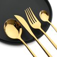 thumbnail image 4 of Juego de Cubiertos de Acero Inoxidable: 40 Piezas Cubiertos para la Cena - Vajilla Utensilios de Cubierta con tenedores/cucharas/cuchillo para comer Servicio para 10 (Dorado), 4 of 7