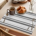 thumbnail image 3 of Grey Stripes Placemats Set of 6 Modern Minimalist Horizontal Ombre Lines Place Mats Indoor Wipeable Table Mats Washable Cloth Dining Table Placemats for Kitchen Holiday Party Home Decor 13x19 Inch, 3 of 9