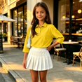 thumbnail image 6 of Girls Polo Shirt Summer Slim Fit Short Sleeve School Uniform Collared Polo Shirts for Girls Back to School Yellow,7-8 Years, 6 of 6