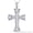 Rhodium Plated, variant on St. John's Cross Baguette & Round Cut Cubic Zirconia CZ Crystal Pave 52x17mm (2x0.7in) Christian Pendant & Chain Necklace in .925 Sterling Silver w/ 14k Yellow Gold
