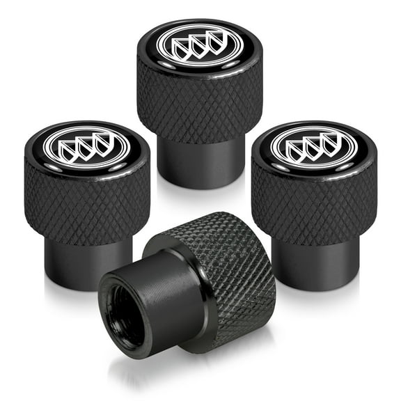 Buick Logo in Black on Black Aluminum Tire Valve Stem Caps