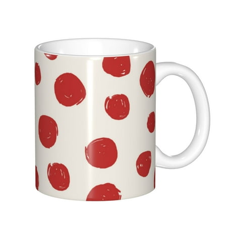 

Yiaed Abstract Red Polka Dot Print Ceramics Coffee Large Handle Design Extra Large Tea and Coffee Cup for Office and Home Mugs