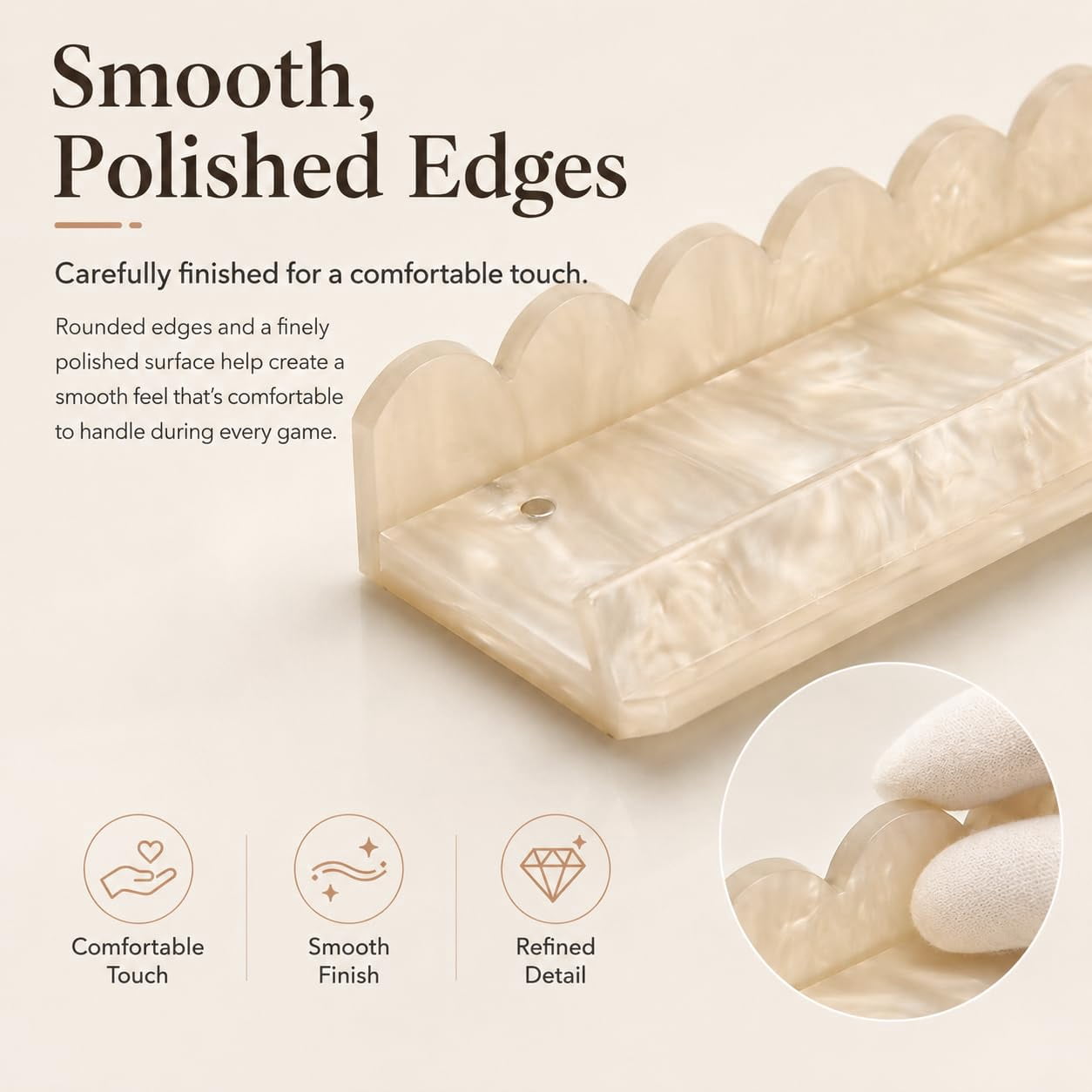 Scalloped Mahjong Racks with Magnetic Pushers, Acrylic Mahjong Tile Racks Set for American Mahjong Game Accessories