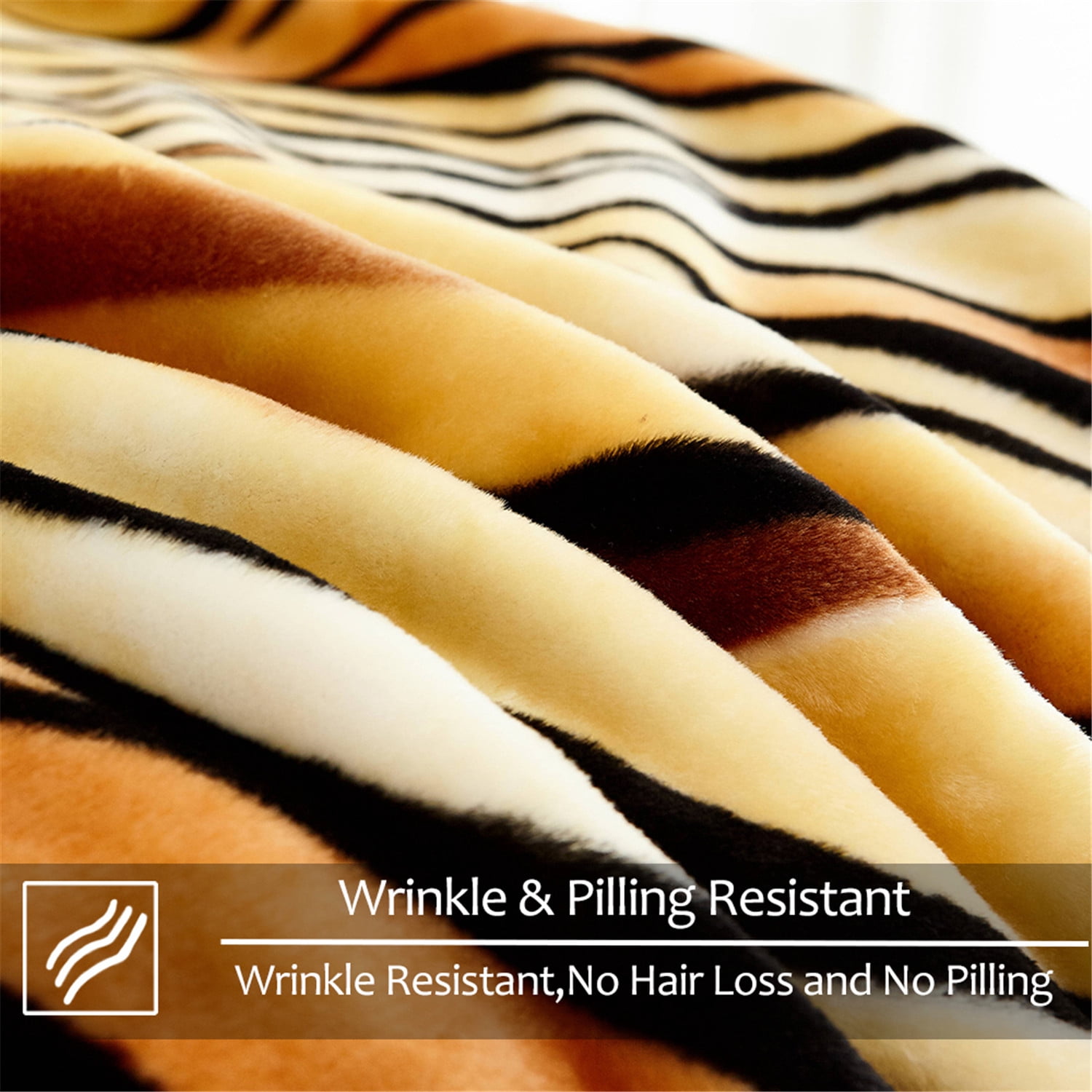 NC Thick Fleece Blanket - 2 Ply Reversible 520GSM Soft Plush Blanket Queen 77"x87", Tiger