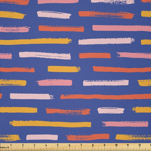 Ambesonne Abstract Fabric by the Yard Microfiber, Grungy Paint Stripes Art, 10 Yards, Multicolor Dark Violet