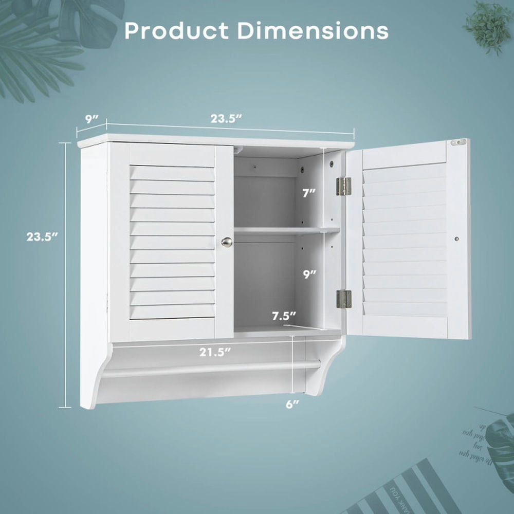 Finihen Bathroom Wall Cabinet, Wall Mounted Bathroom Cabinet, Medicine Cabinet, Bathroom Medicine Cabinet with Height Adjustable Shelf and Towels Bar, for Bathroom, White Finihen Bathroom Wall Cabinet, Wall Mounted Bathroom Cabinet, Medicine Cabinet, Bathroom Medicine Cabinet with Height Adjustable Shelf and Towels Bar, for Bathroom, White