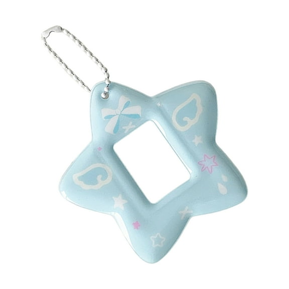 RUISINERY 1 Inch Photo Holder Portable Photocard Holder with Keychain Star Shape Photo Card Sleeve for Students Office Workers