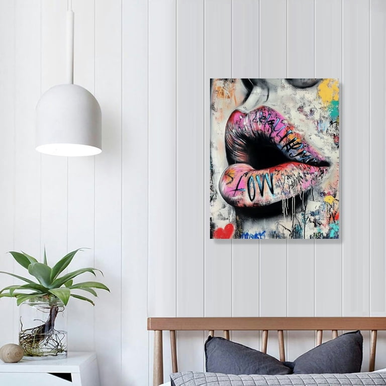 Tableau Abstrait Graffiti Sur Toile - Sans Cadre / Avec Cadre - NEUF