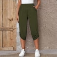 thumbnail image 3 of Capri Pants for Women Spring Summer Elastic Waist Straight Leg Cropped Pants with Pockets Womens Capris, 3 of 4