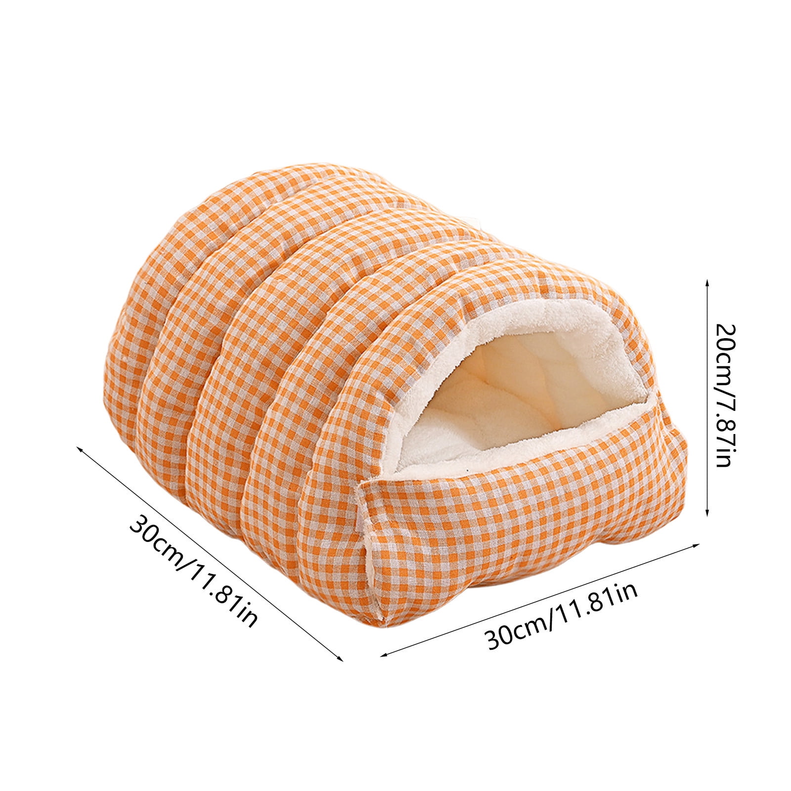 2 In 1 Hooded Pet Bed for Small Dogs & Cats, Winter Plush Calming Dog & Cat Cave bed for Indoor Outdoor, Wear-resistant Removable Washable Dog & Cat House with Non-Slip Bottom，Plaid