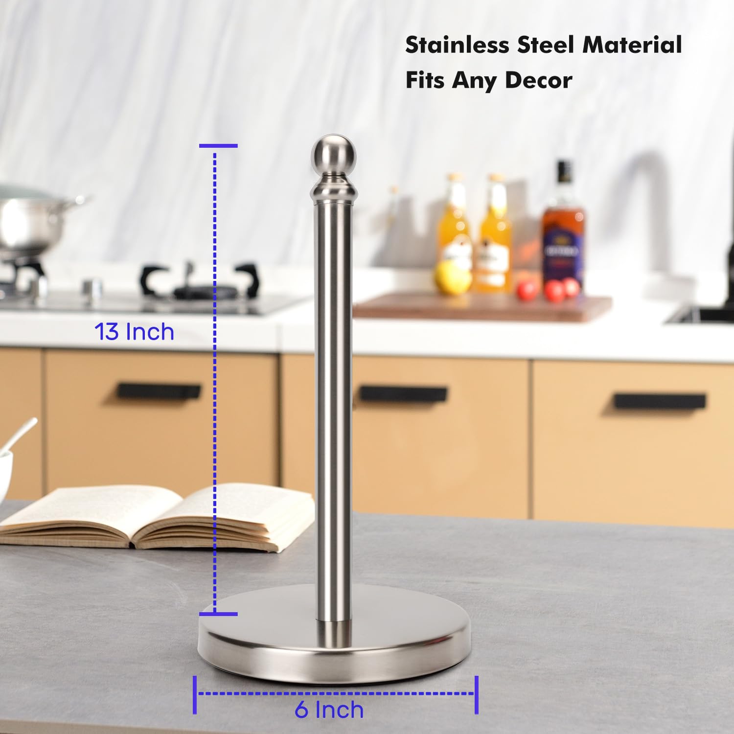 Paper Towel Holder Countertop  Standing Roll For Kitchen Bathroom With Weighted Base One-handed Operation (brushed Nickel)