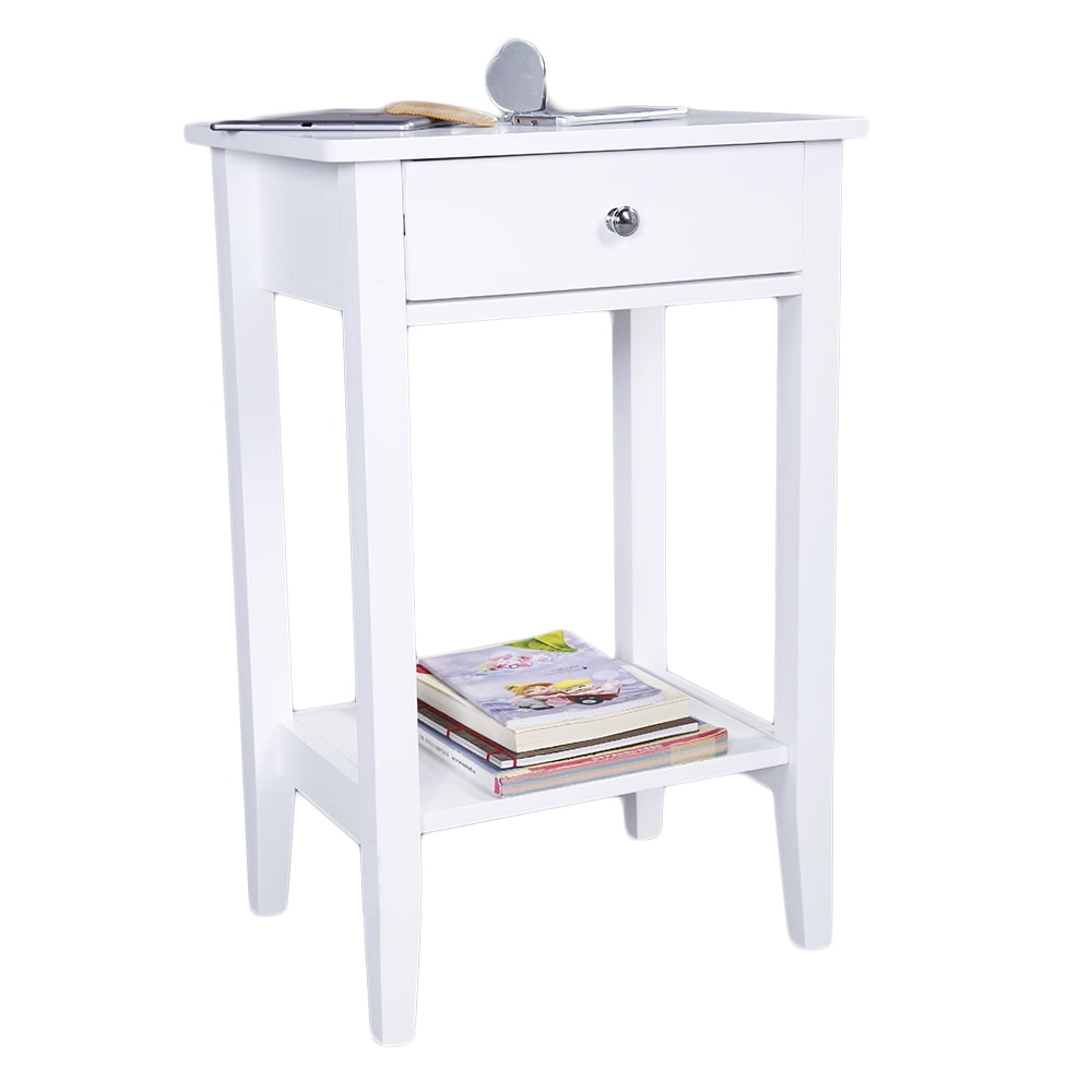 Bedside Table,2Tier Round End Sofa Table Console Coffee Table Chest of Drawers with 2 Drawer Multi-functional Floor Cabinet Storage Unit Organizer for Office Bathroom Living Room White,32x40cm