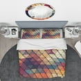 thumbnail image 2 of Designart '3D Diamond Shaped Geometry in Blue, Orange and Purple' Modern & Contemporary Duvet Cover Set, 2 of 4