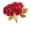 Red, variant on Orange Faux Rose Bouquet, 7 Stem Artificial Flowers with Red Tipped Burnt Edge Petals and for Fall Wedding Centerpieces, Home Vase Decor