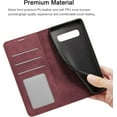 thumbnail image 5 of Premium PU Leather Flip Folio Case for Samsung Galaxy S10, Protective Case with Kickstand Card Slot  Closure Shockproof Wallet Cover for Samsung Galaxy S10 - Wine Red, 5 of 14