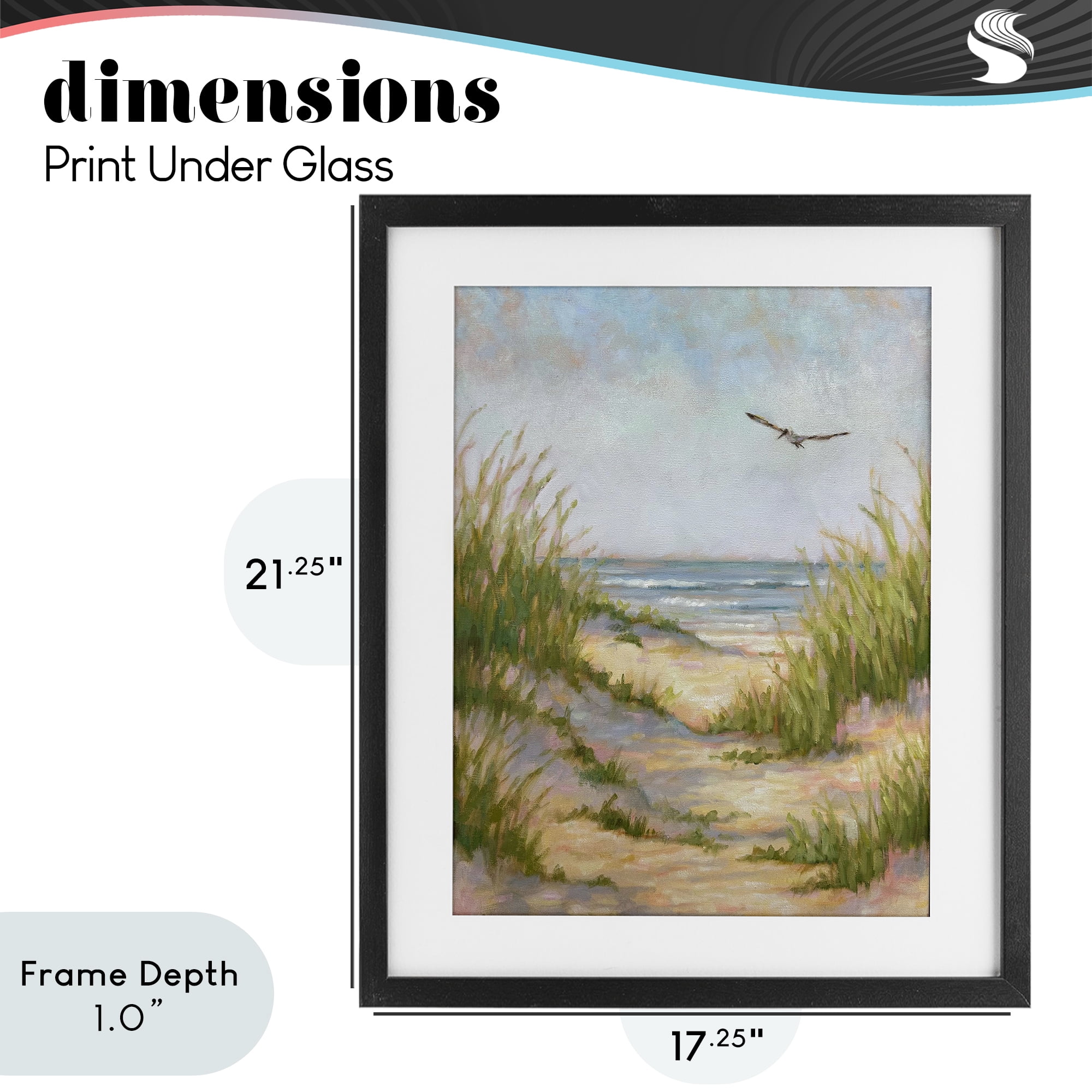 Stupell Industries Peaceful Beach Sand Dunes Black Framed Print Under Glass, design by Linda Sperruzzi