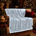 thumbnail image 3 of Winter Inspired Blue Snowflake Pattern, Festive Holiday Scene, Warm Flannel Blanket for Living Room and Reading Nook, Art Lovers Friendship Gift, Festive Home Decor, 3 of 9