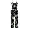 thumbnail image 4 of Gaecuw Jumpsuits for Women Dressy Sleeveless Off the Shoulder Strapless Overall Band Collar Polka Dot Onesie Strappy One Piece Outfits Loose Baggy Long Pants Wide Leg Summer Romper Calf Length, 4 of 6