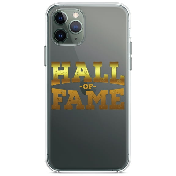 DistinctInk Clear Shockproof Hybrid Case for iPhone 11 (6.1" Screen) - TPU Bumper Acrylic Back Tempered Glass Screen Protector - Hall of Fame