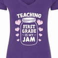 thumbnail image 4 of Inktastic Teaching 1st Grade is My Jam with Jar and Hearts Women's V-Neck T-Shirt, 4 of 5