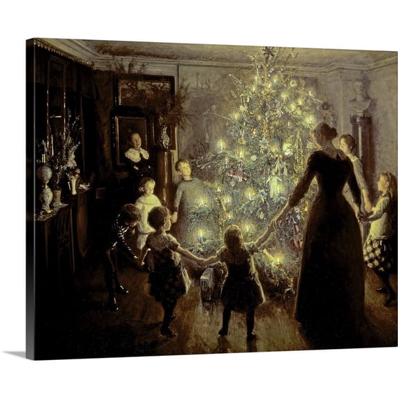 Great Big Canvas "Silent Night, 1891" by Viggo Johansen Gray Light Yellow Wrapped Canvas Print Wall Artwork