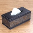 thumbnail image 1 of ZHAOCHENG Caja de pañuelos rectangular de PU negro uva dorada ancha, 1 of 5