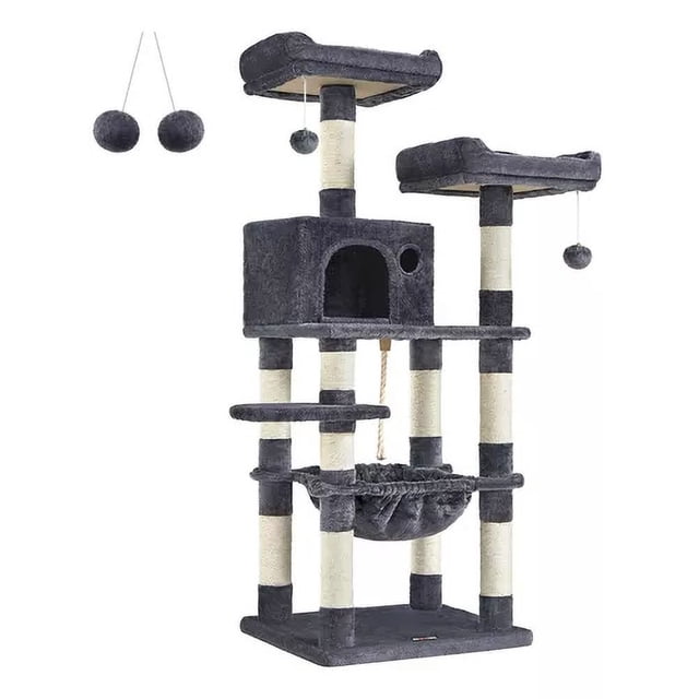Torre para Gatos Bluelander 2 M Hamaca Rascador Múltiples Niveles Gris Claro