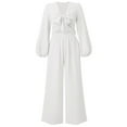 thumbnail image 1 of Traje para Mujer Trajes de Dos Piezas con Blusa Y Pantalones de Manga Larga con Cuello en V de Pierna Ancha ANGGREK  Otros, 1 of 6
