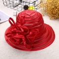 thumbnail image 2 of CAIXIA Kentucky Derby Hats Large Lady Headwear Tea Party Outfit Flat Top Hat Adjustable Wide Brim Fascinator Derby Hats Flower Bridal Shower Hat, 2 of 4