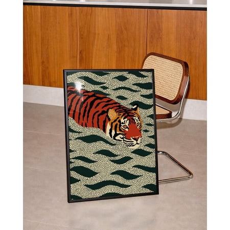 Tiger Jungle Wall Art Print Modern Folk Maximalist Decor Unframed Paper Print