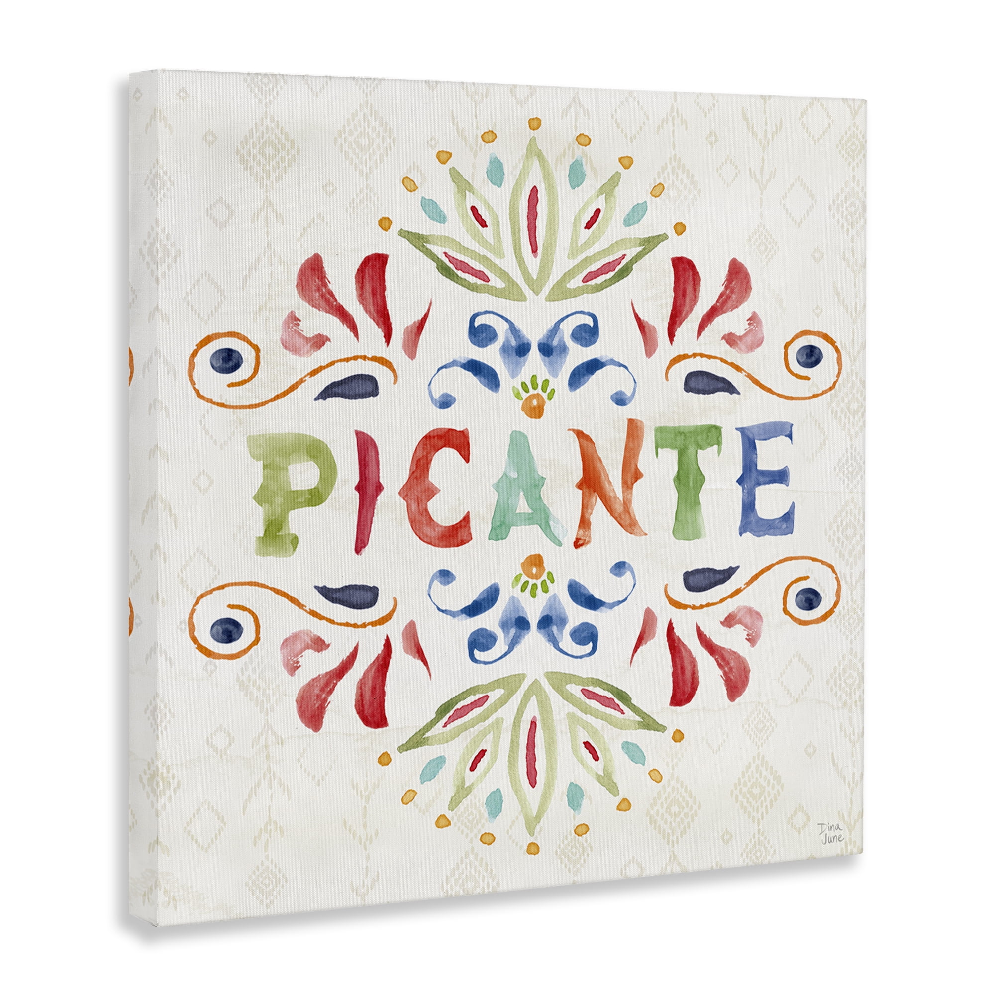 Stupell Industries Picante con Patrón Vibrante Inspirational Quotes & Sayings Painting Wrapped Canvas Art Print Wall Art, 24 x 24