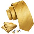 thumbnail image 2 of Barry.Wang Stripe Ties for Men Set Pocket Square Cufflinks Check Necktie Set Formal Silk, 2 of 4