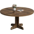 thumbnail image 1 of Bingirl Round Dining Table for 4 47 in Rustic Kitchen Table with Wooden Base for Kitchen Sturdy Metal Frame Multifunctional Design for Dining Room Living Room, 1 of 6