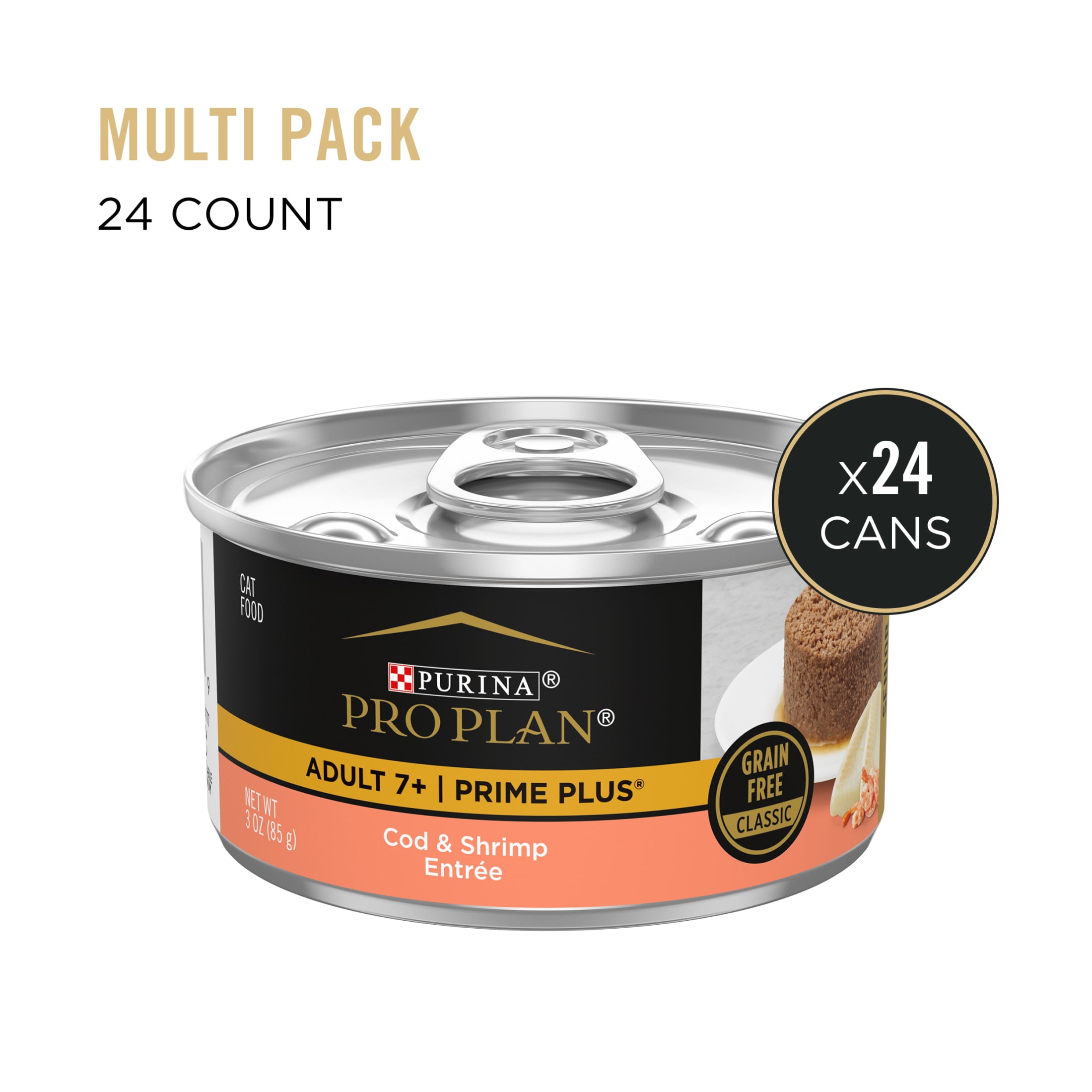 Purina Pro Plan, Grain-Free Cod and Shrimp, Wet Cat Food, 3 oz Cans, 24 Pack