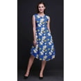 thumbnail image 2 of Bimba Blue Floral & Leaves Bird Bird Women Printed Knee Length Sleeveless Shift Summer Dress-Large, 2 of 6