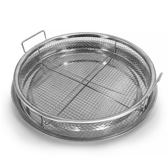 Air Fryer Basket for Oven 13", Round Silver Air Fryer Basket and Tray Stainless Steel Oven Air Fryer Pan Rack for Cooking Baking and Broiling